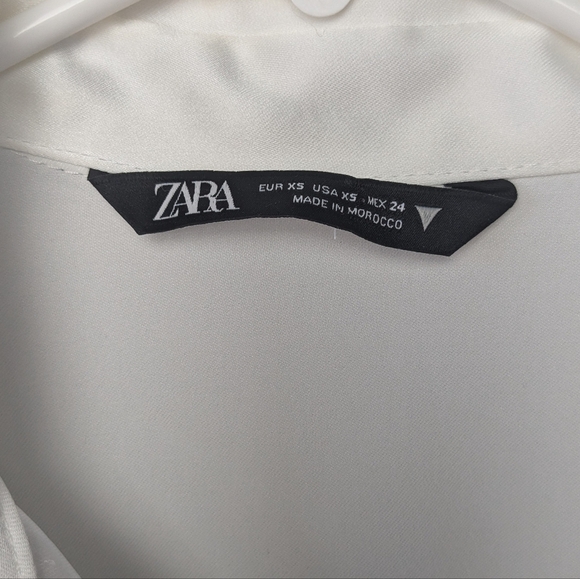ZARA white Silk Texture Short Dress Size XS Size Zipper Long Sleeves - Picture 7 of 13